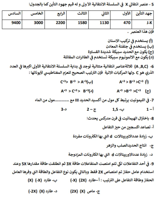 مرجاعة ليلة الامتحان كيمياء4 مرجاعة ليلة الامتحان كيمياء4